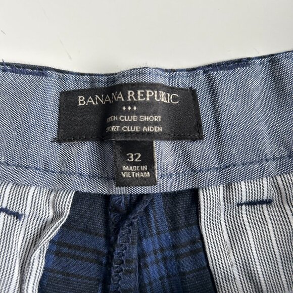 Banana republic Men's plaid shorts in navy blue and black size 32 - Picture 2 of 12